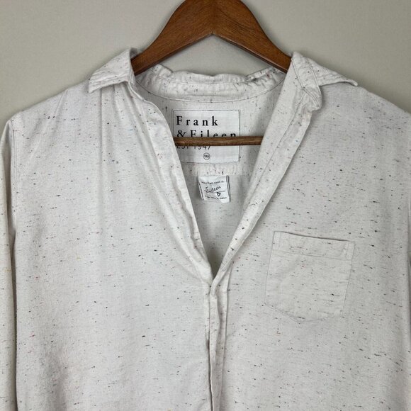 Frank & Eileen Flannel Eileen Shirt Women XXS Fleck Off White Relaxed Fit Cotton - Picture 13 of 14
